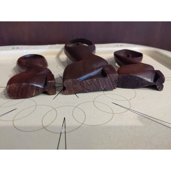 Hand Carved African Sculpture Lot of 3 Wood Abstract Family Figurines 6 & 8 inch - Picture 10 of 10